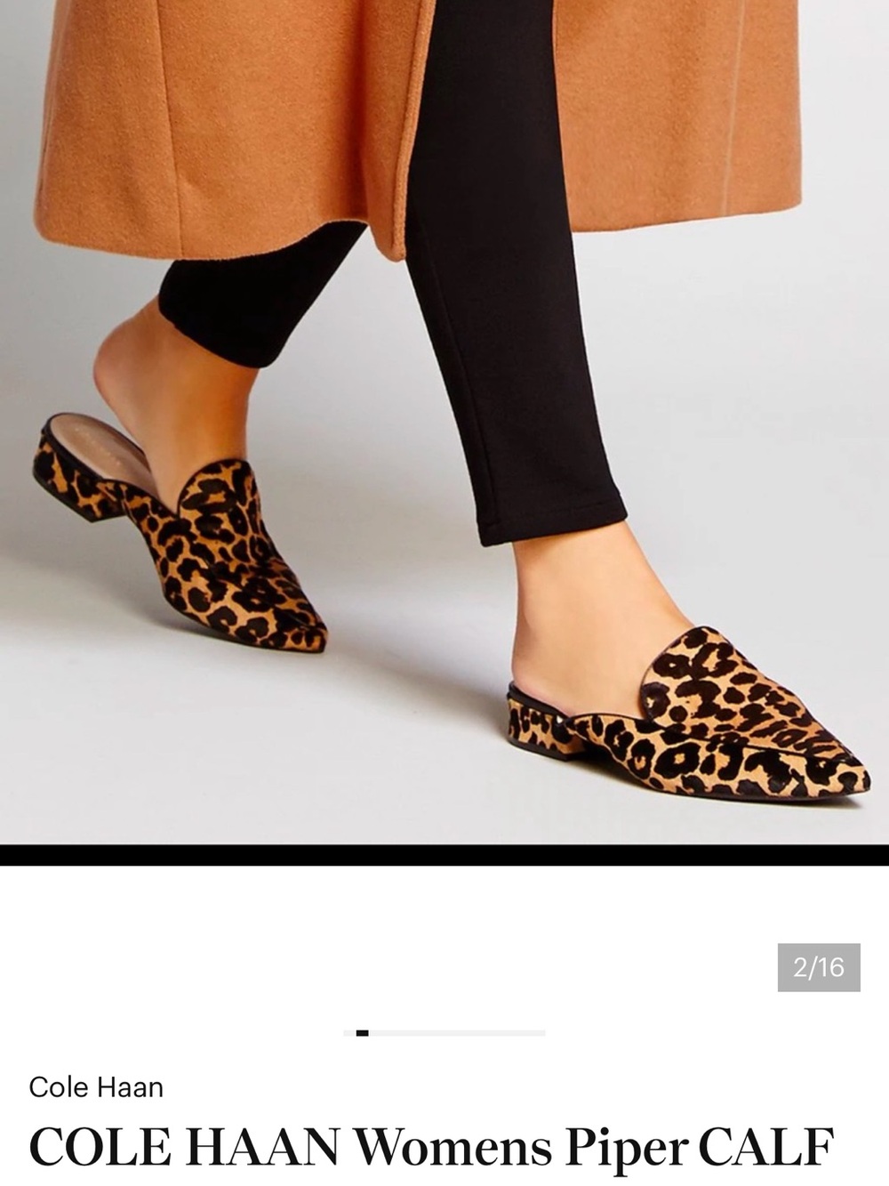 Cole Haan Leopard-Print Slip-On Mule in Tan and Black